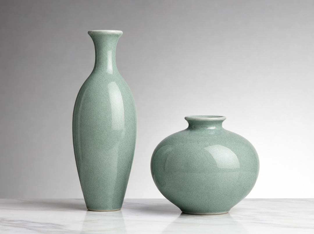 Celadon Elegance Ceramic Vase Set