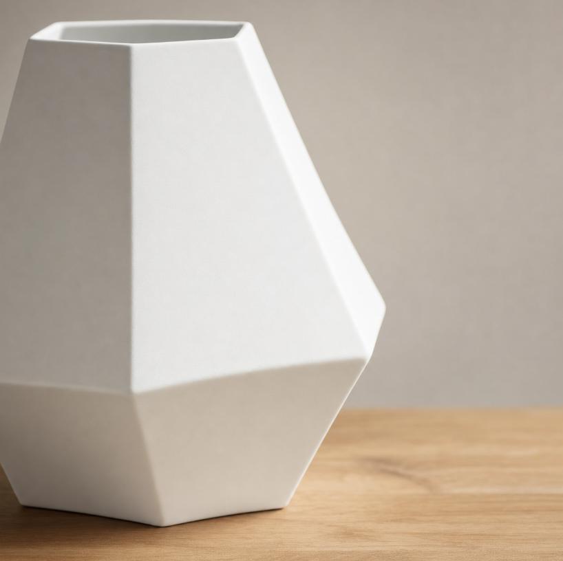 Geometric Minimalist Matte White Vase Duo